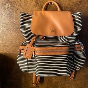 Tory Burch Striped Viva Tan Summer backpack!